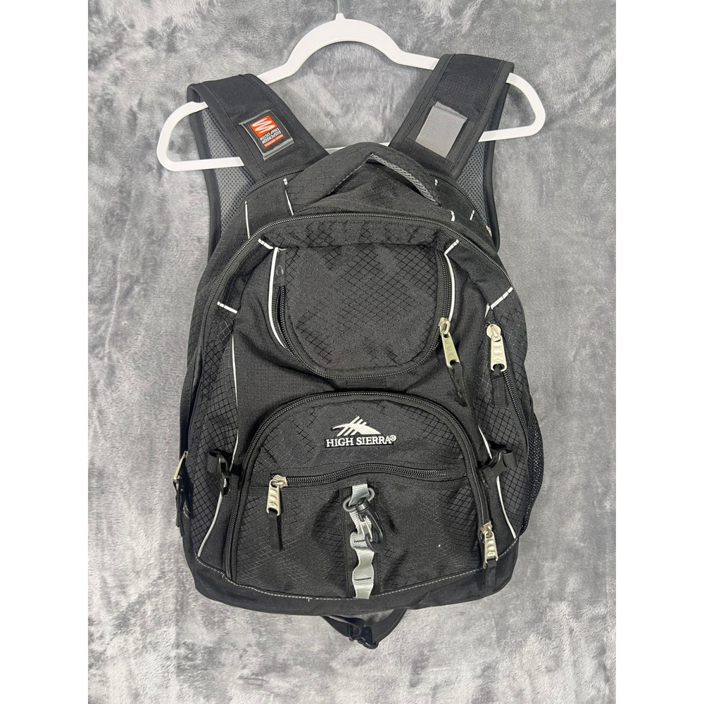 High Sierra Backpack Black Ripstop Suspension Strap System School Hiking Bag